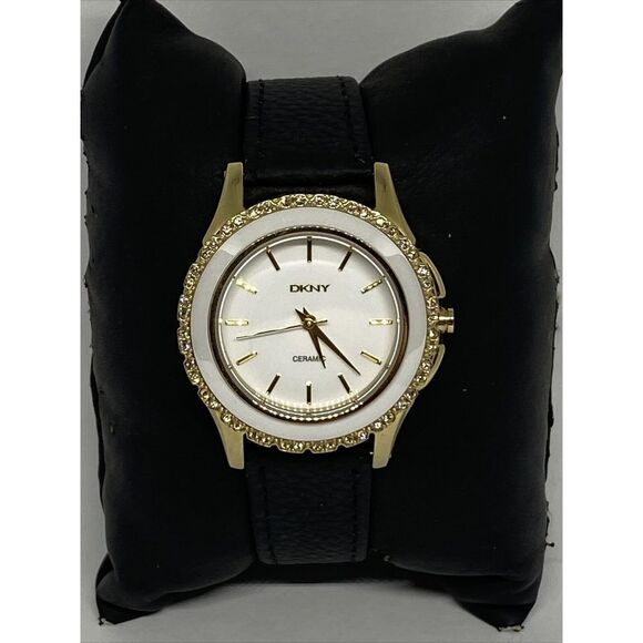 DKNY NY8829 Women's Black Leather Strap Anaolog Dial Quartz Genuine Watch EY421 - Picture 1 of 12